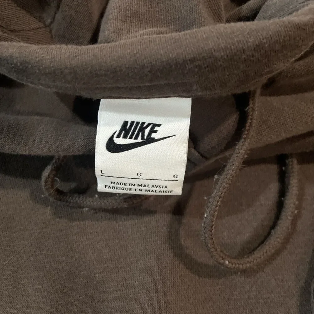 Nike Oversized Phoenix Hoodie Womens L Brown Pullover Fleece Sweatshirt DQ5860